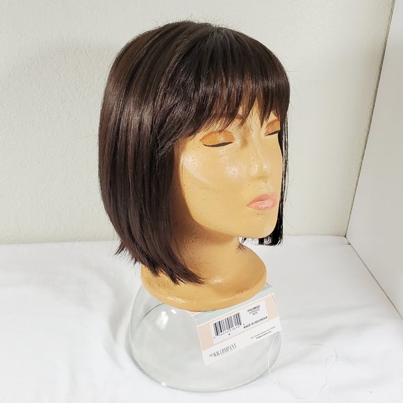 SOLD - The Wig Company Classic Chin-Length Flapper Bob with Bangs Dark Brown - Picture 4 of 16